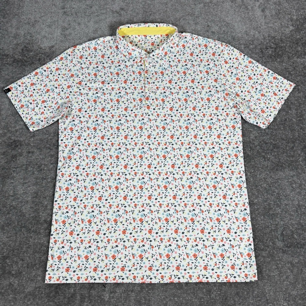 Swannies Polo Shirt Men's Medium‎ Floral Murray Short Sleeve Performance Golf - Picture 2 of 8